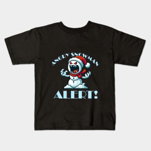 Angry Snowman Alert! - Evil Monster Snowman Design Kids T-Shirt